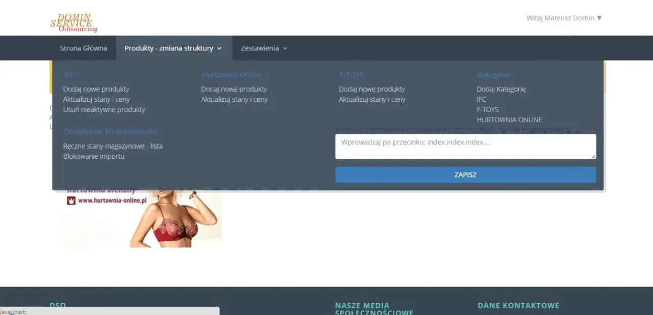 System importu produktów do Prestashop