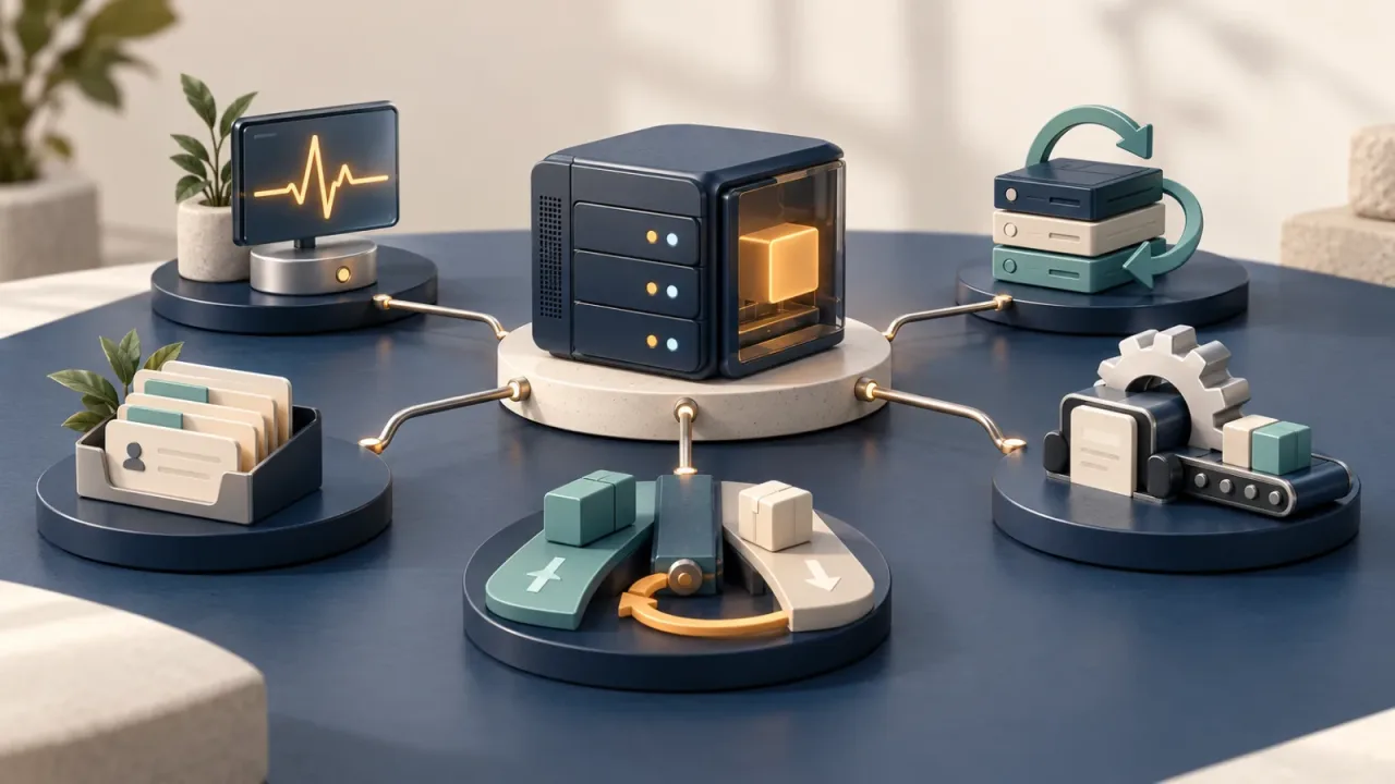 Application maintenance model covering monitoring, backups, updates, deployments and support requests.